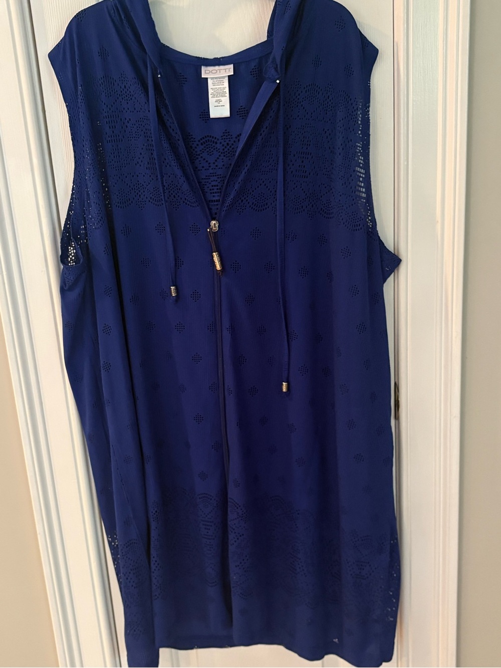 Dotti Blue Hooded Zip Front Swim Cover Up Dress 1X